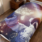 "Not From Here" Astronaut Floating in the Cosmos - Galactic Outer Space Blanket