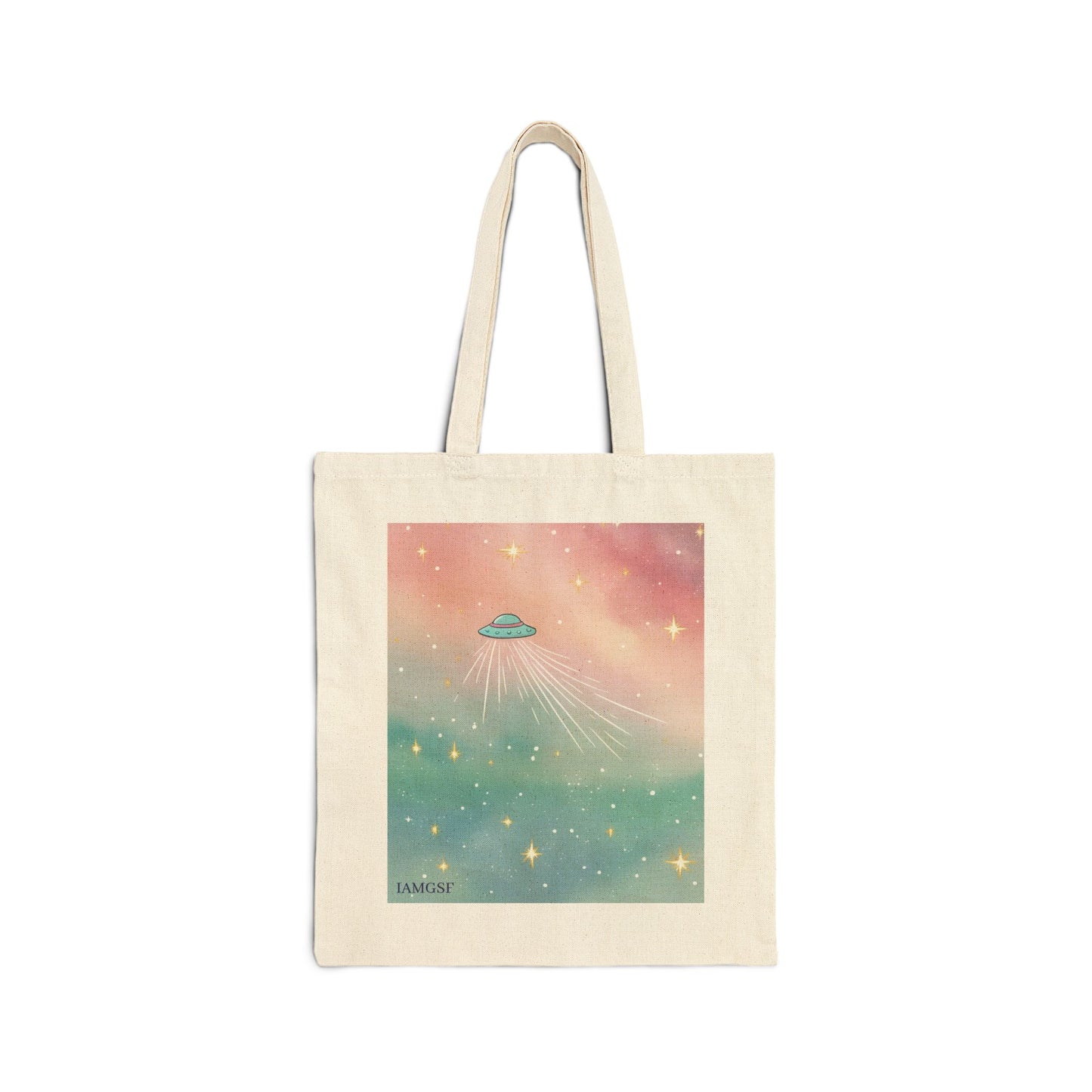 UFO Dreamscape Tote Bag - Cosmic Pastel Canvas Shopper