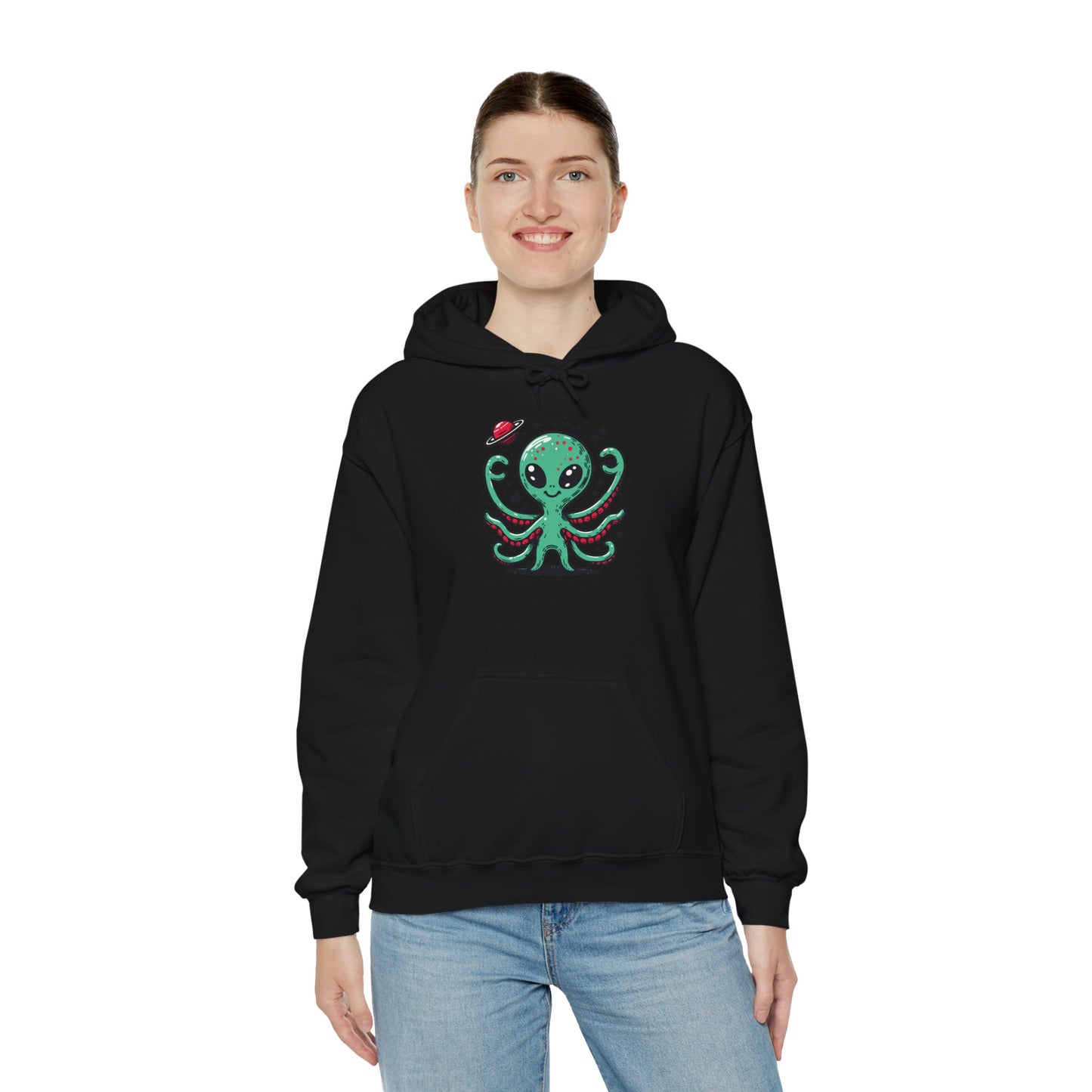 Cute Alien Companion - Multi-Colors Unisex Hoodie