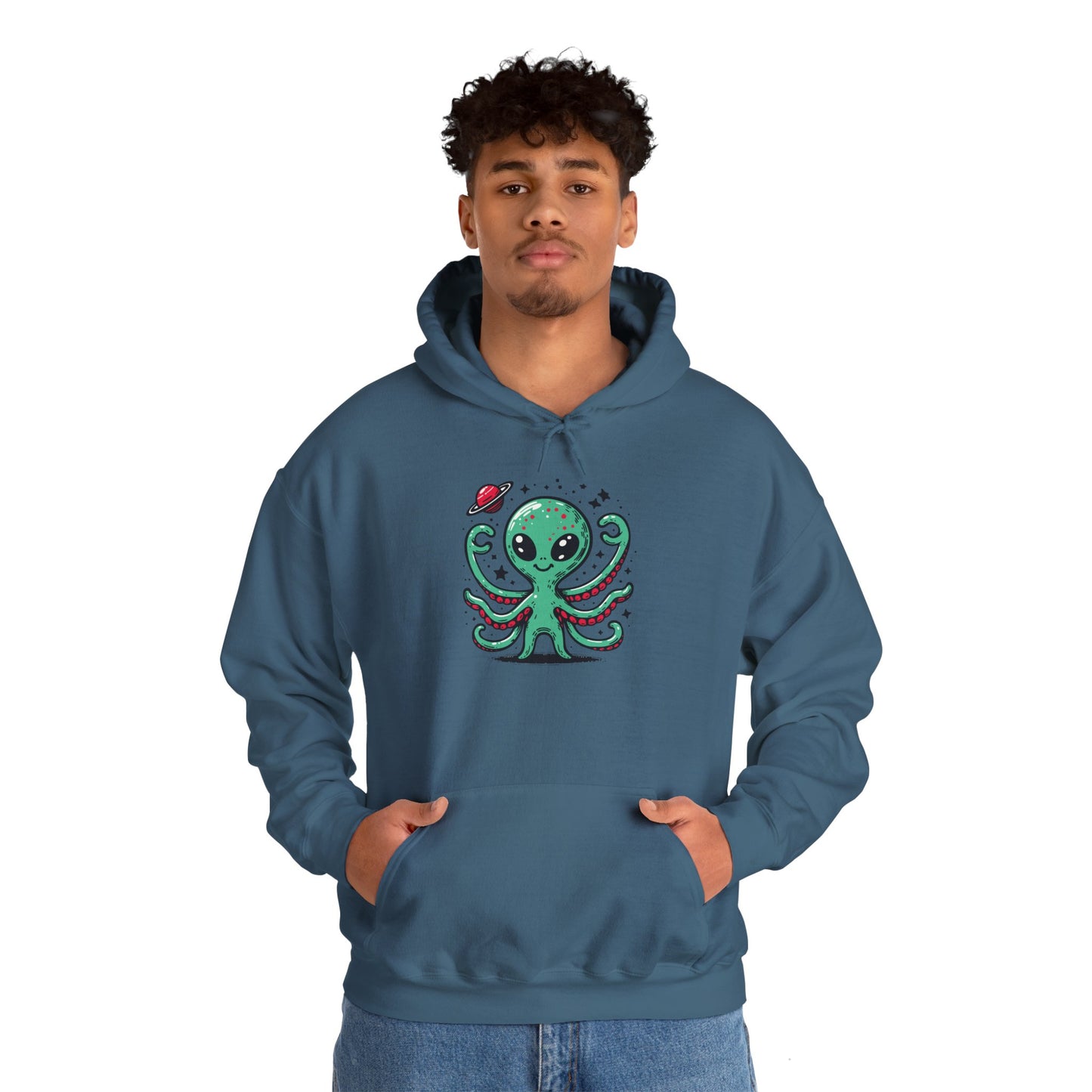 Cute Alien Companion - Multi-Colors Unisex Hoodie