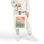 "Visiting Other Worlds" UFO Dreamscape Tote Bag - Cosmic Pastel Canvas Shopper