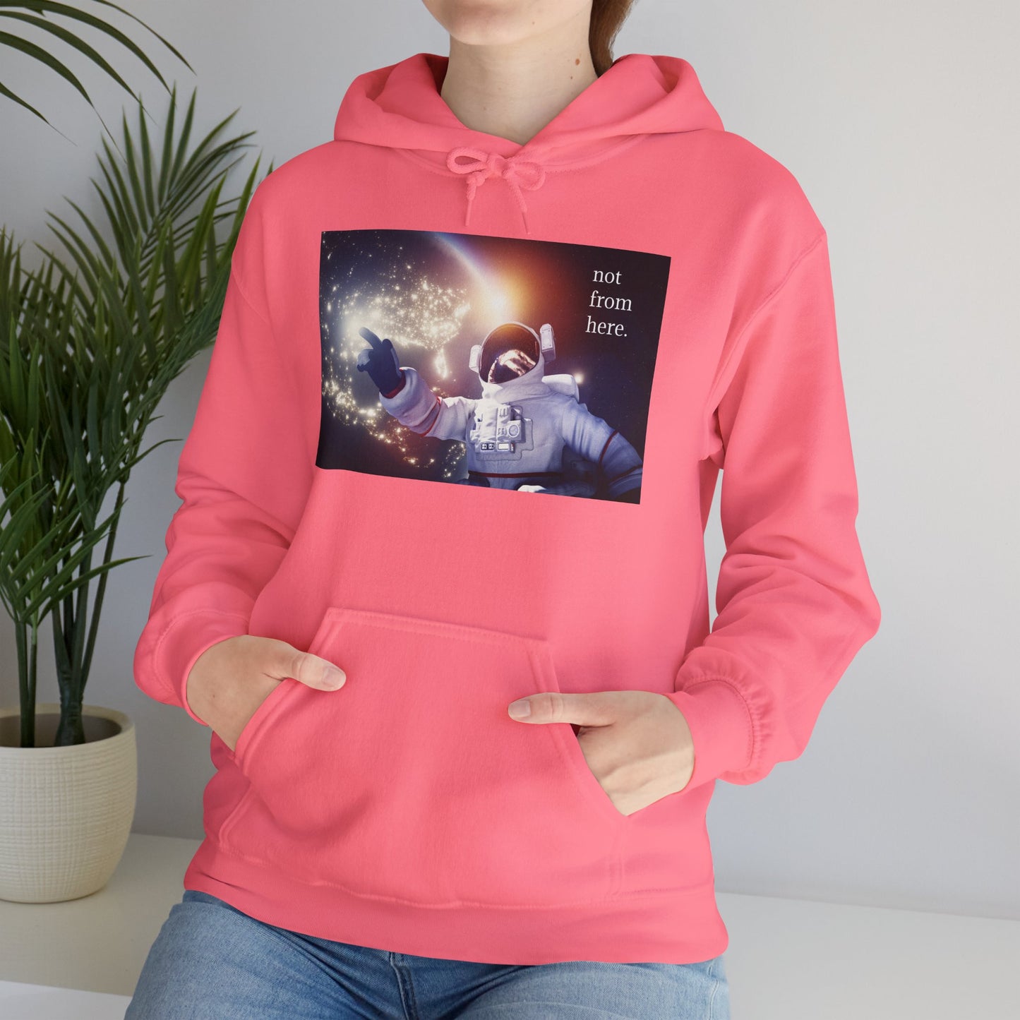 Astronaut Floating - "Not From Here" - Multi-Colors Unisex Hoodie