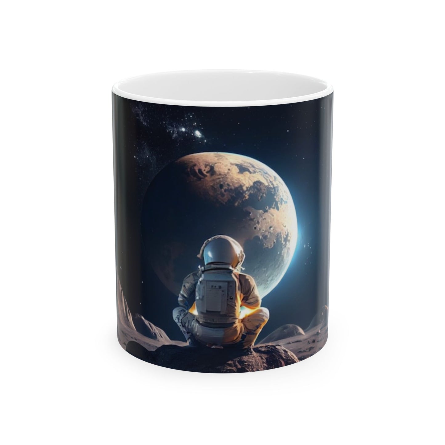 Astronaut Gazing - "Not From Here" - Ceramic Mug, (11oz, 15oz)