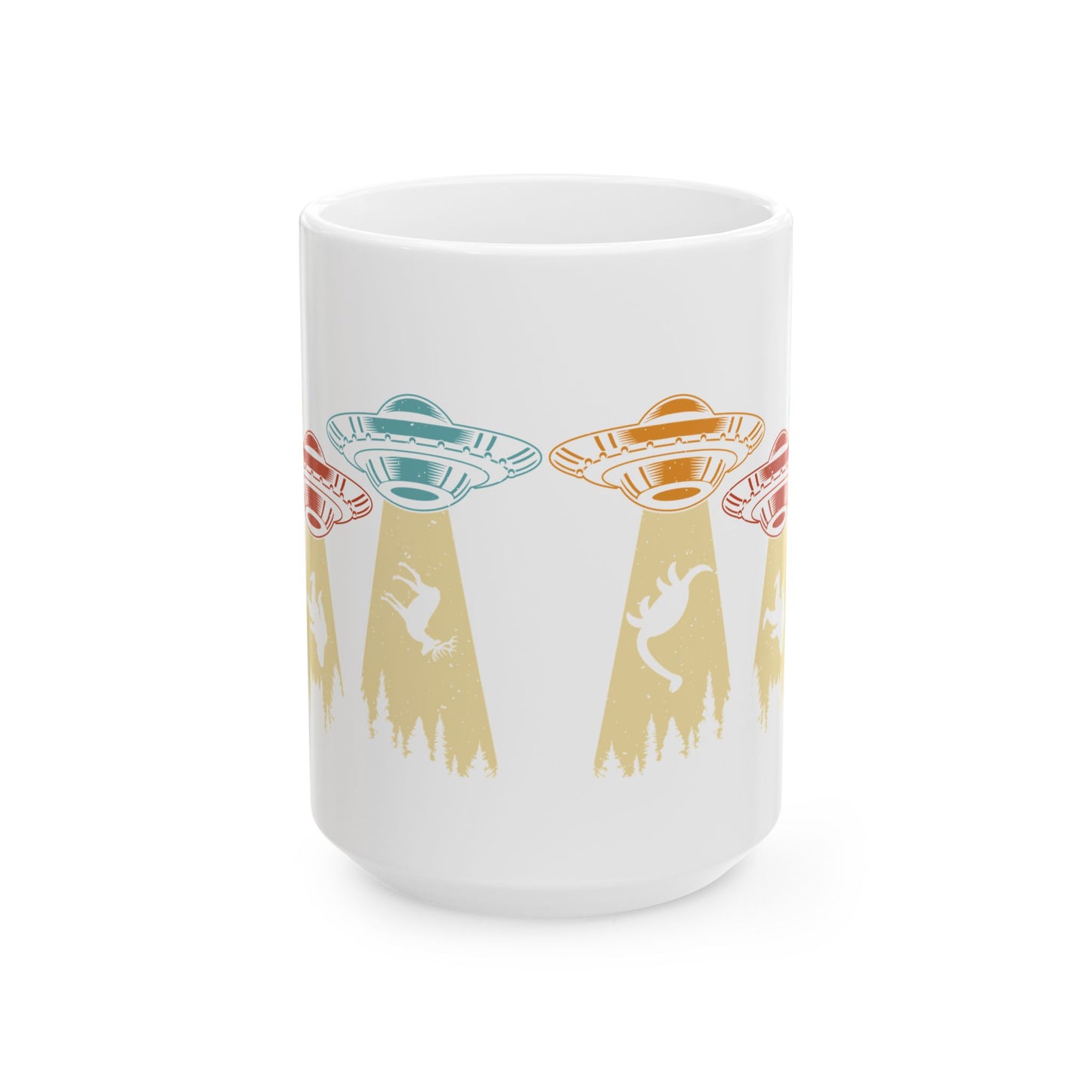 Beam Me Up - UFO's - White Ceramic Mug, (11oz, 15oz)