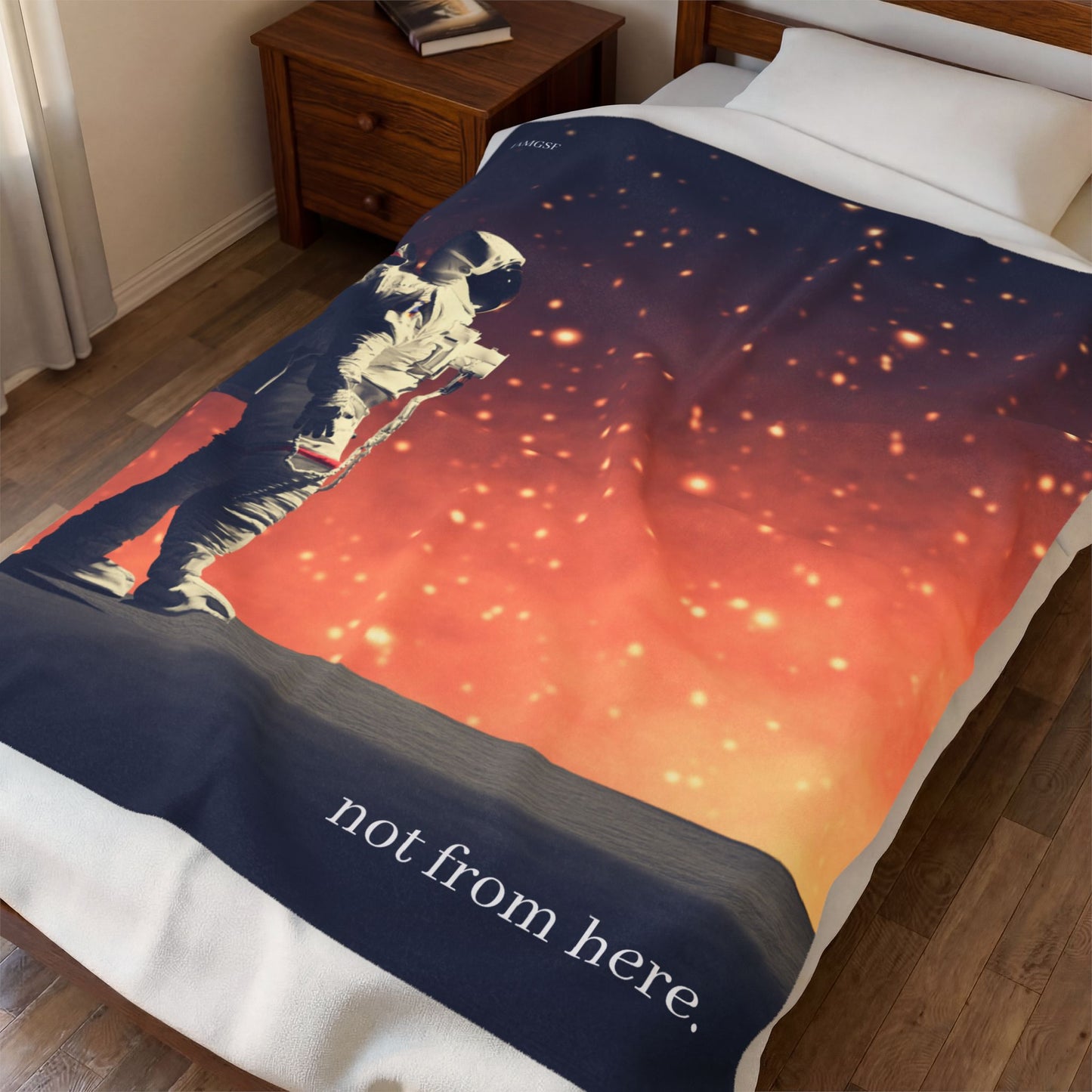 "Not From Here" Astronaut Explorer - Galactic Outer Space Blanket