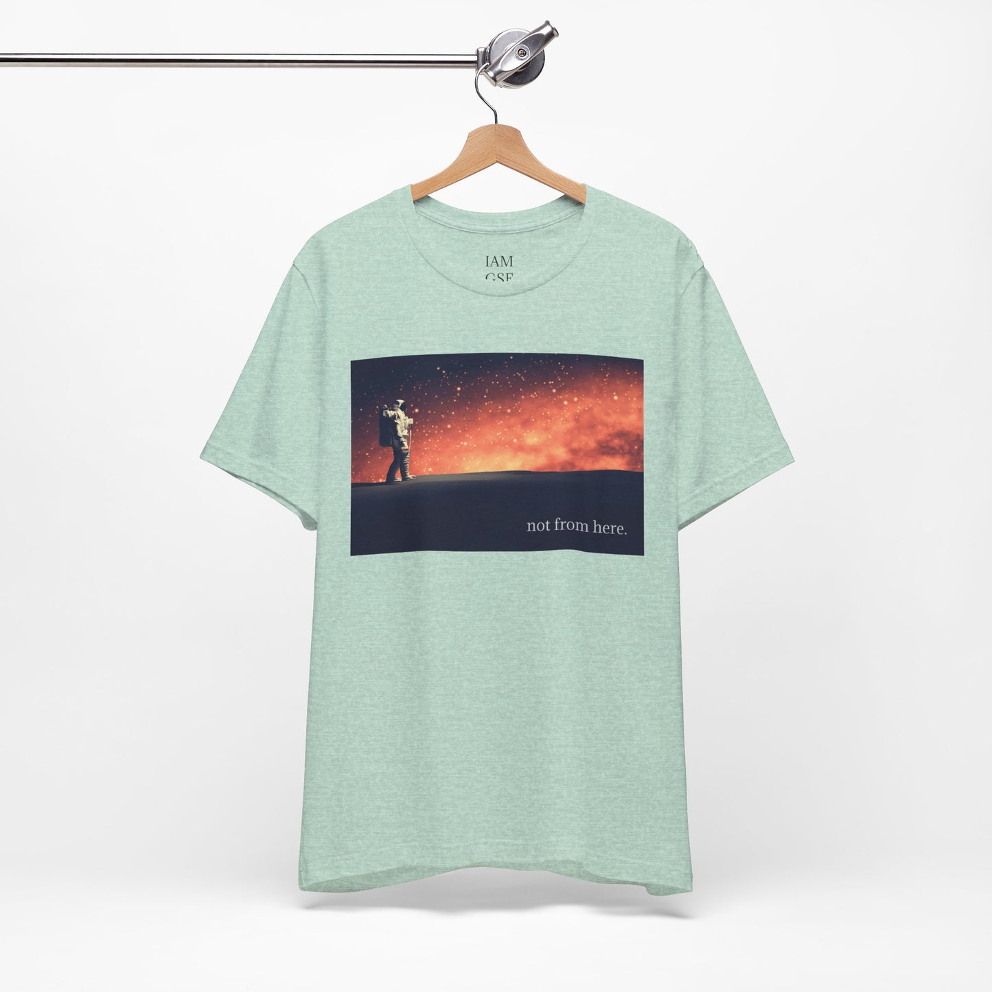 Astronaut Walking - "Not From Here" - Multi-Colors Unisex T-shirt