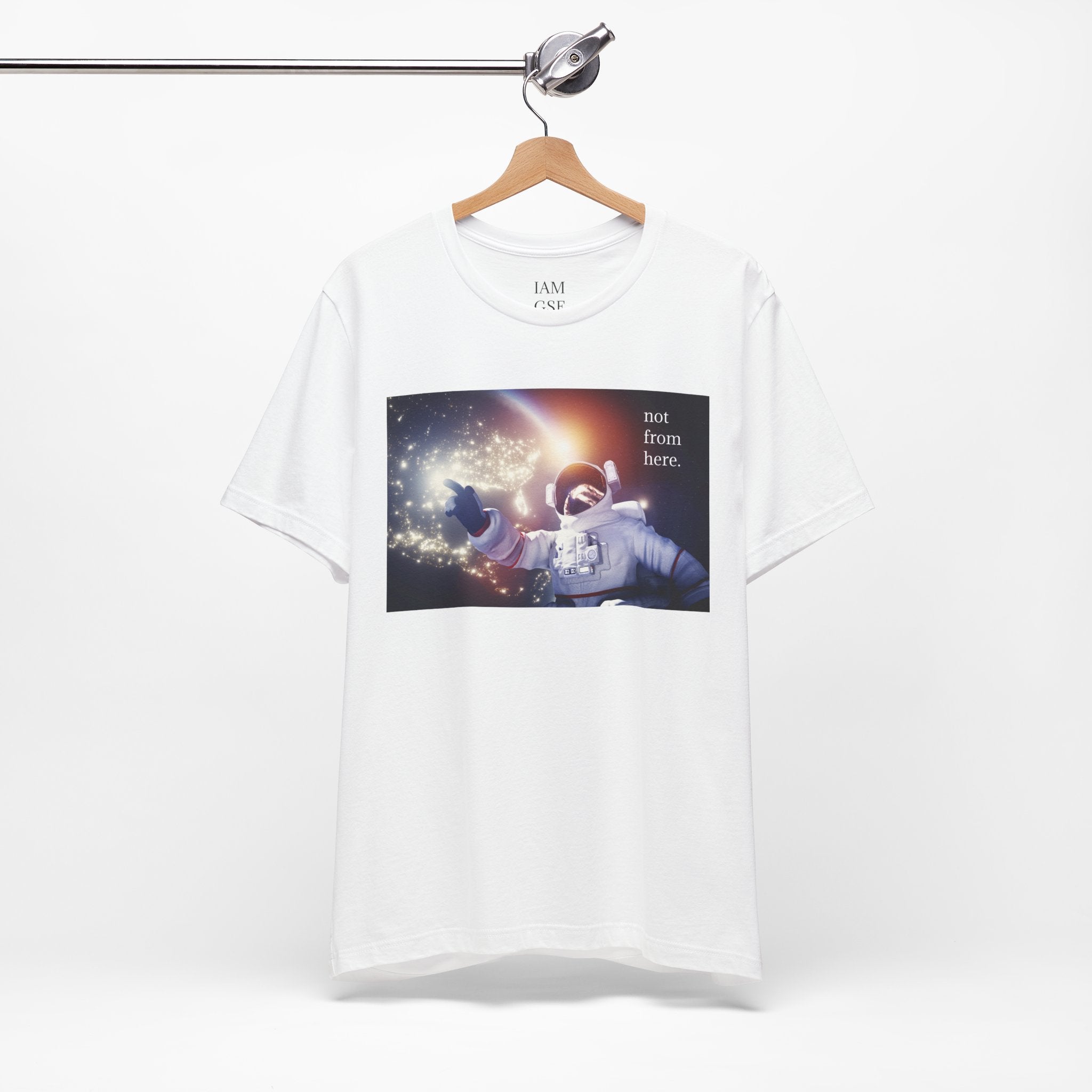 Astronaut Floating - "Not From Here" - Multi-Colors Unisex T-shirt