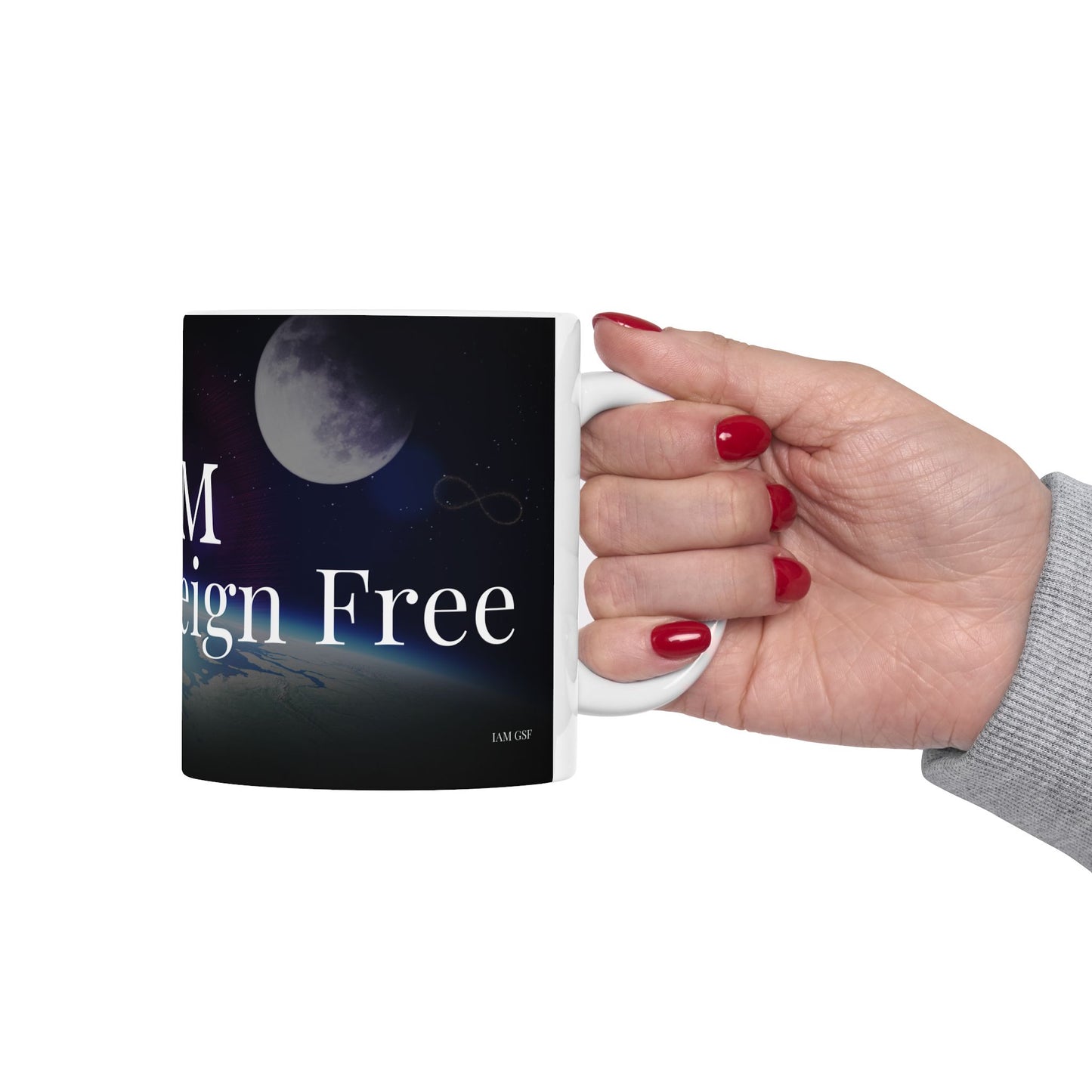 I Am God, Sovereign, Free - Script Ceramic Mug, (11oz, 15oz)