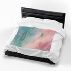 "Visiting Other Worlds" Playful UFO Dreamscape - Velveteen Plush Blanket