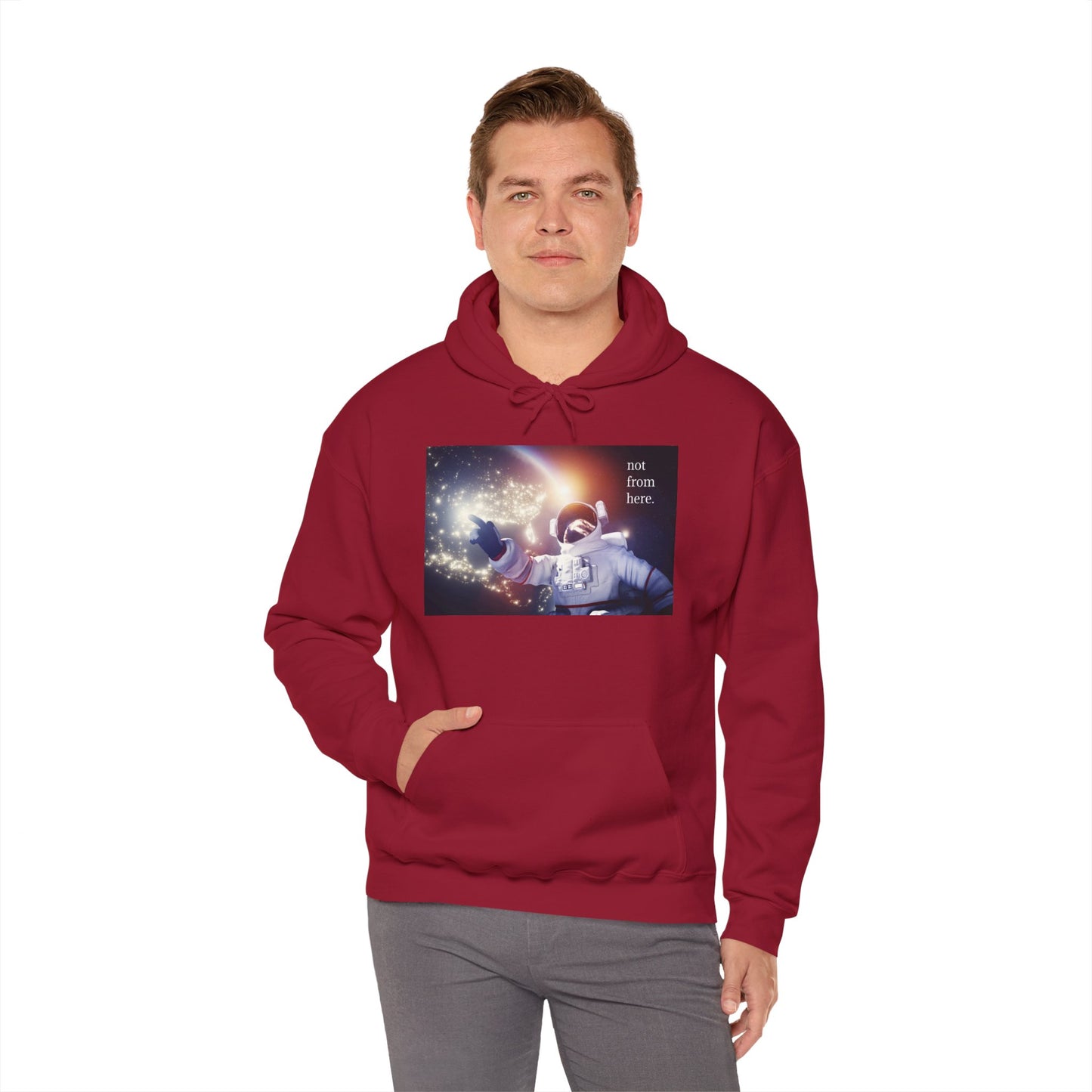 Astronaut Floating - "Not From Here" - Multi-Colors Unisex Hoodie