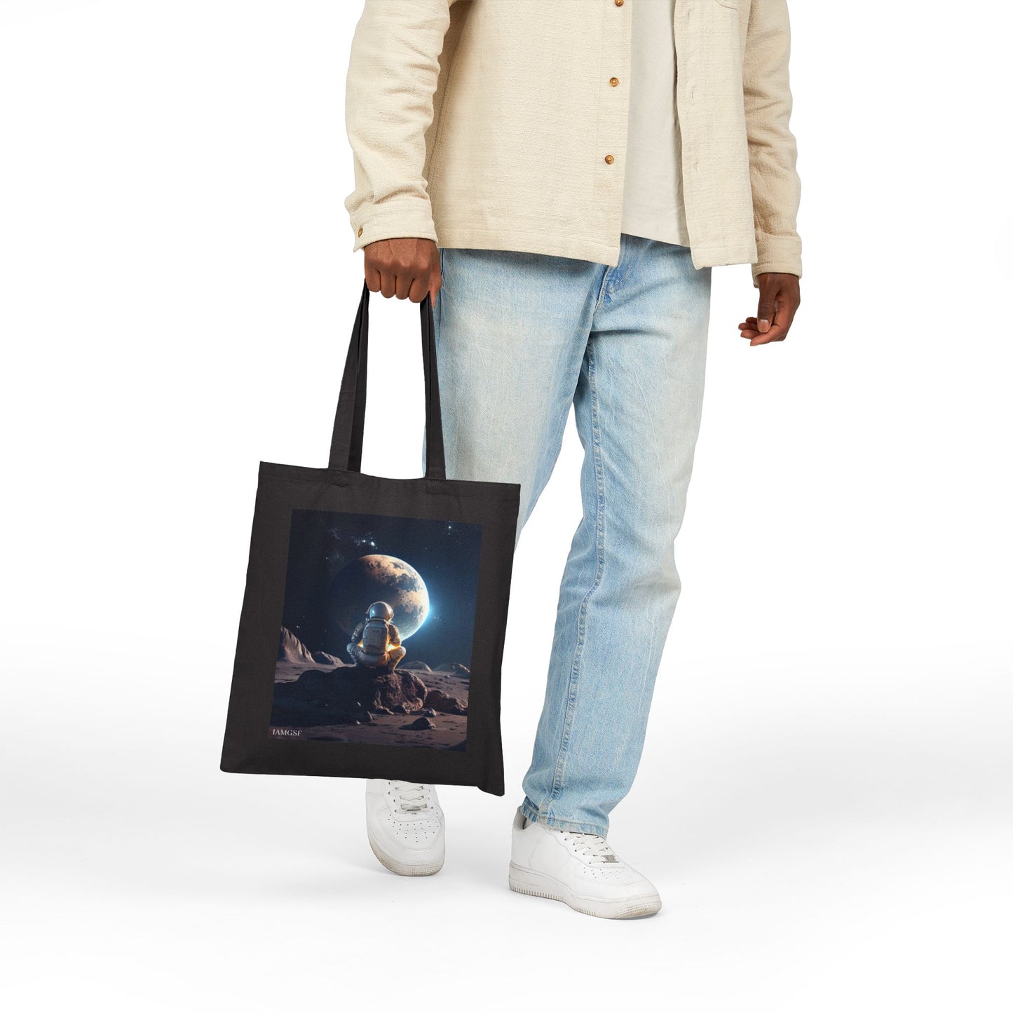 Astronaut Gazing Back at Earth - Galactic Outer Space Tote Bag