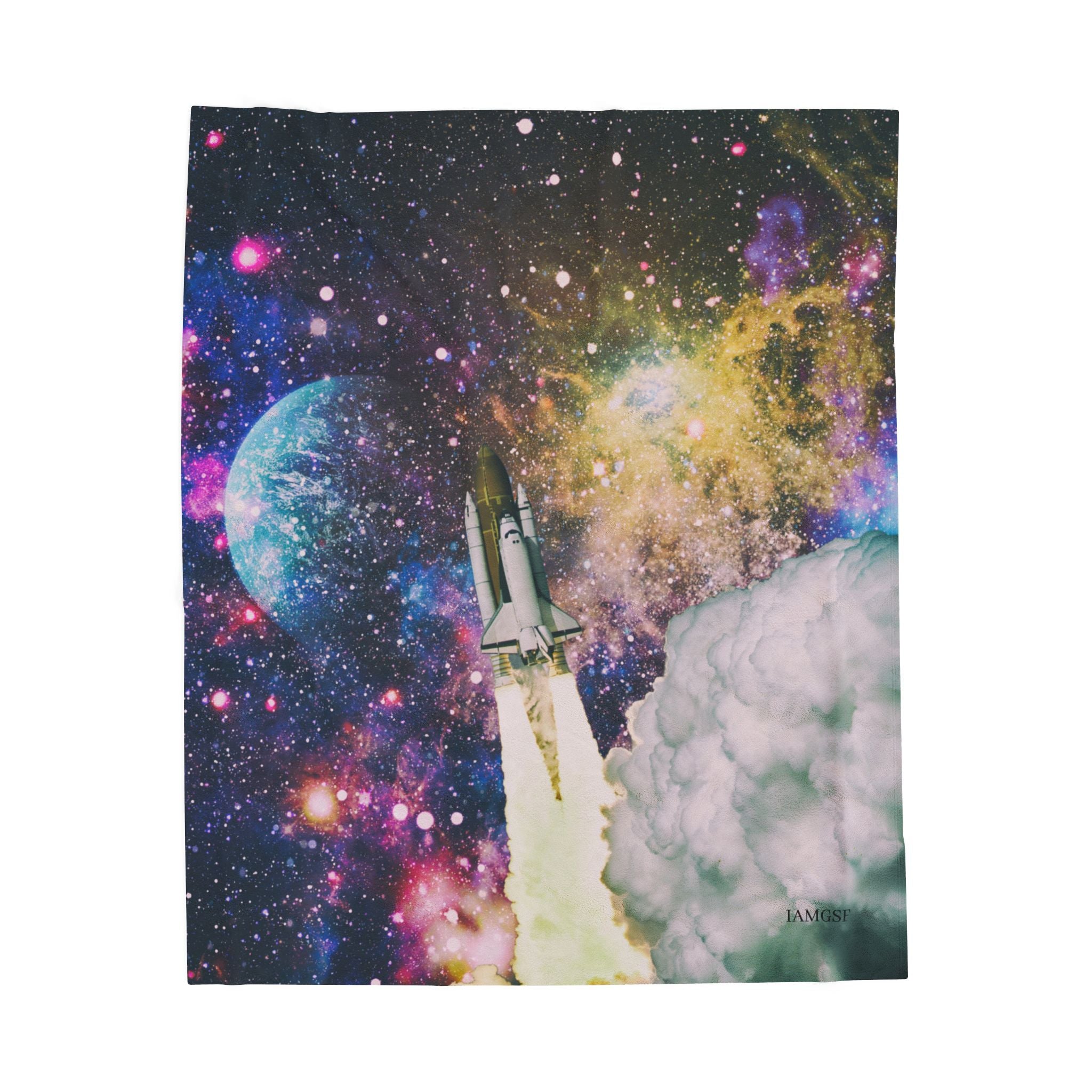 Cosmic Rocketship Launch- Galactic Outer Space Blanket