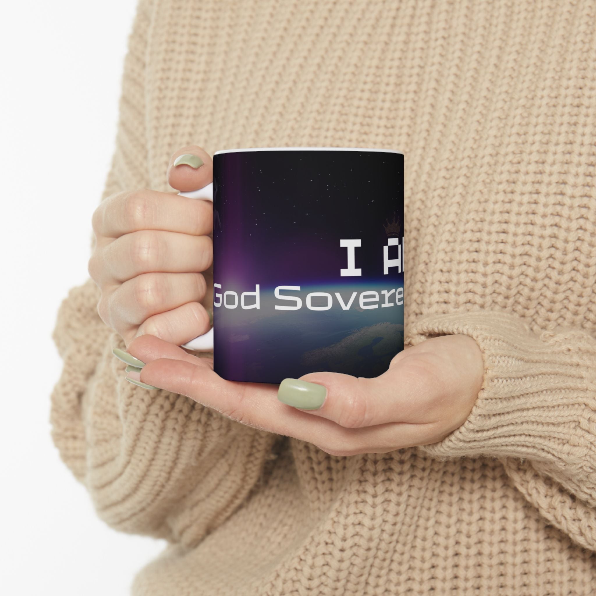 I Am God, Sovereign, Free - Computer Font Ceramic Mug, (11oz, 15oz)