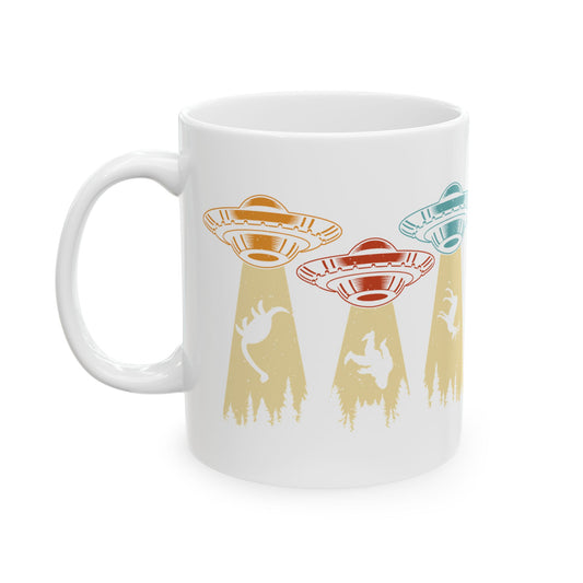 Beam Me Up - UFO's - White Ceramic Mug, (11oz, 15oz)