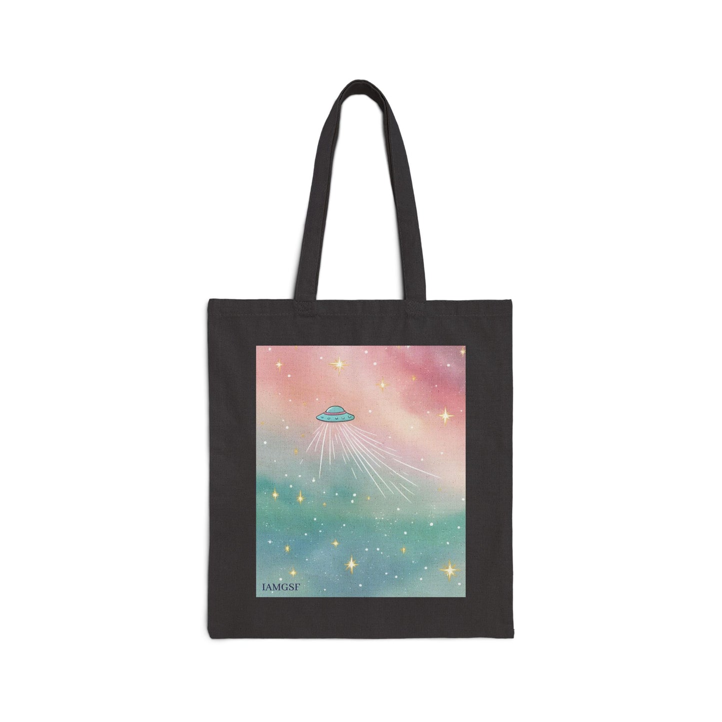 UFO Dreamscape Tote Bag - Cosmic Pastel Canvas Shopper