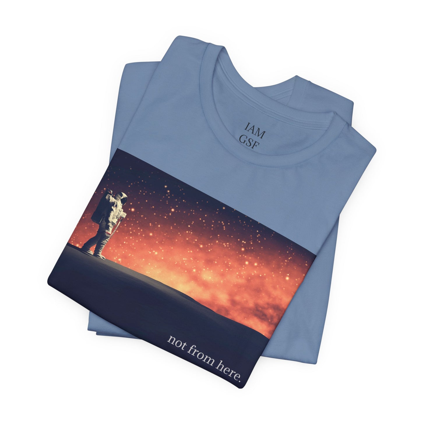 Astronaut Walking - "Not From Here" - Multi-Colors Unisex T-shirt