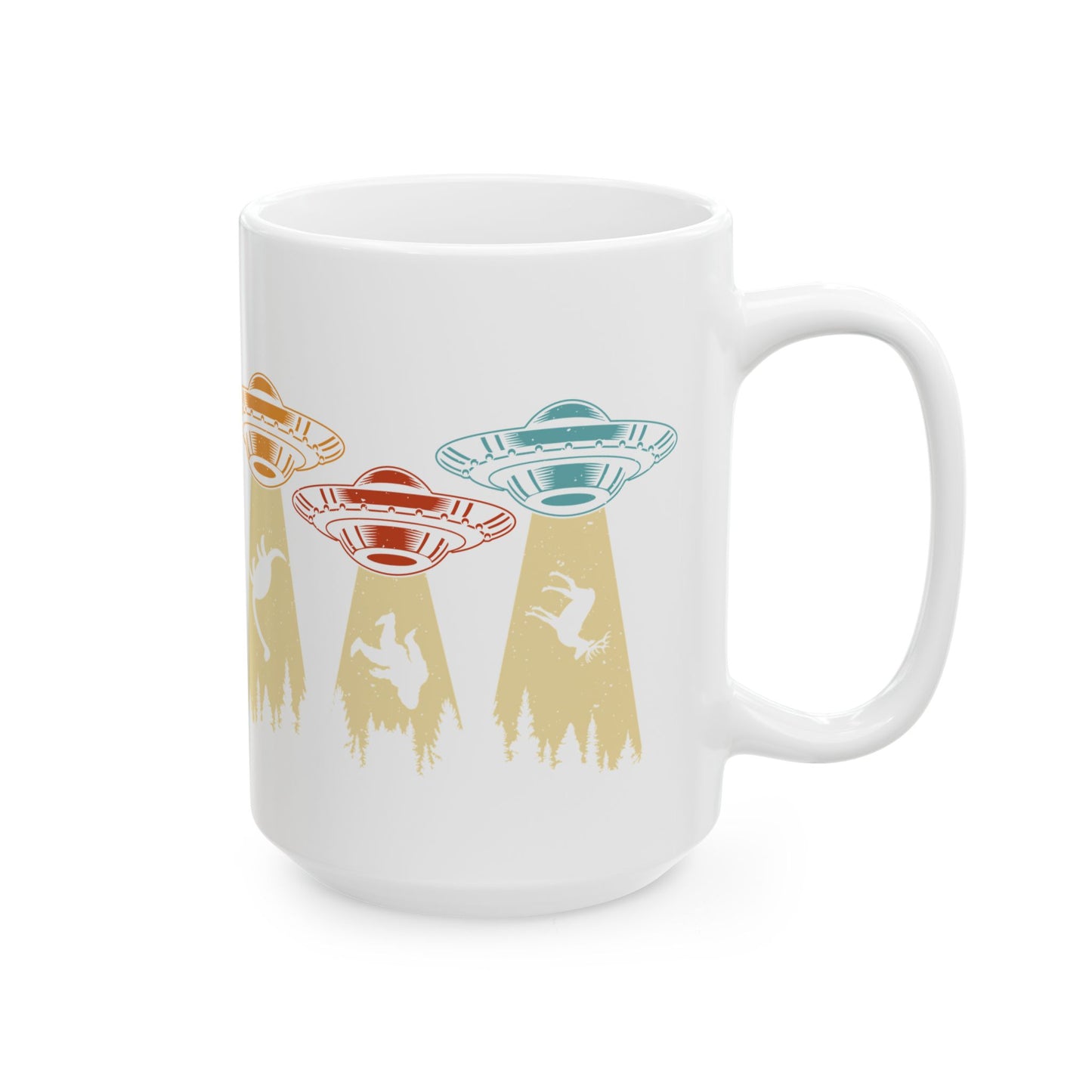 Beam Me Up - UFO's - White Ceramic Mug, (11oz, 15oz)