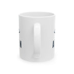 Alien with UFO - White Ceramic Mug, (11oz, 15oz)