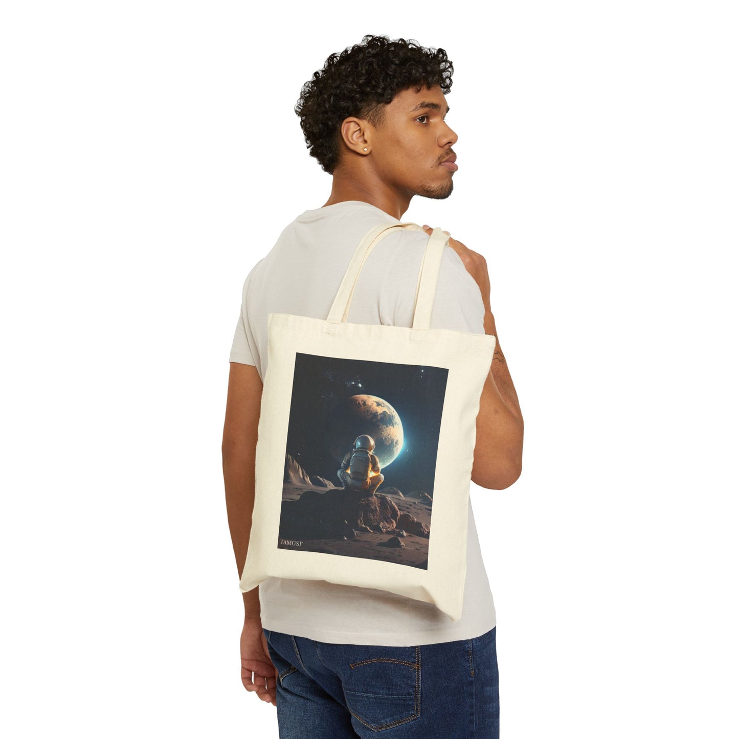 Astronaut Gazing Back at Earth - Galactic Outer Space Tote Bag