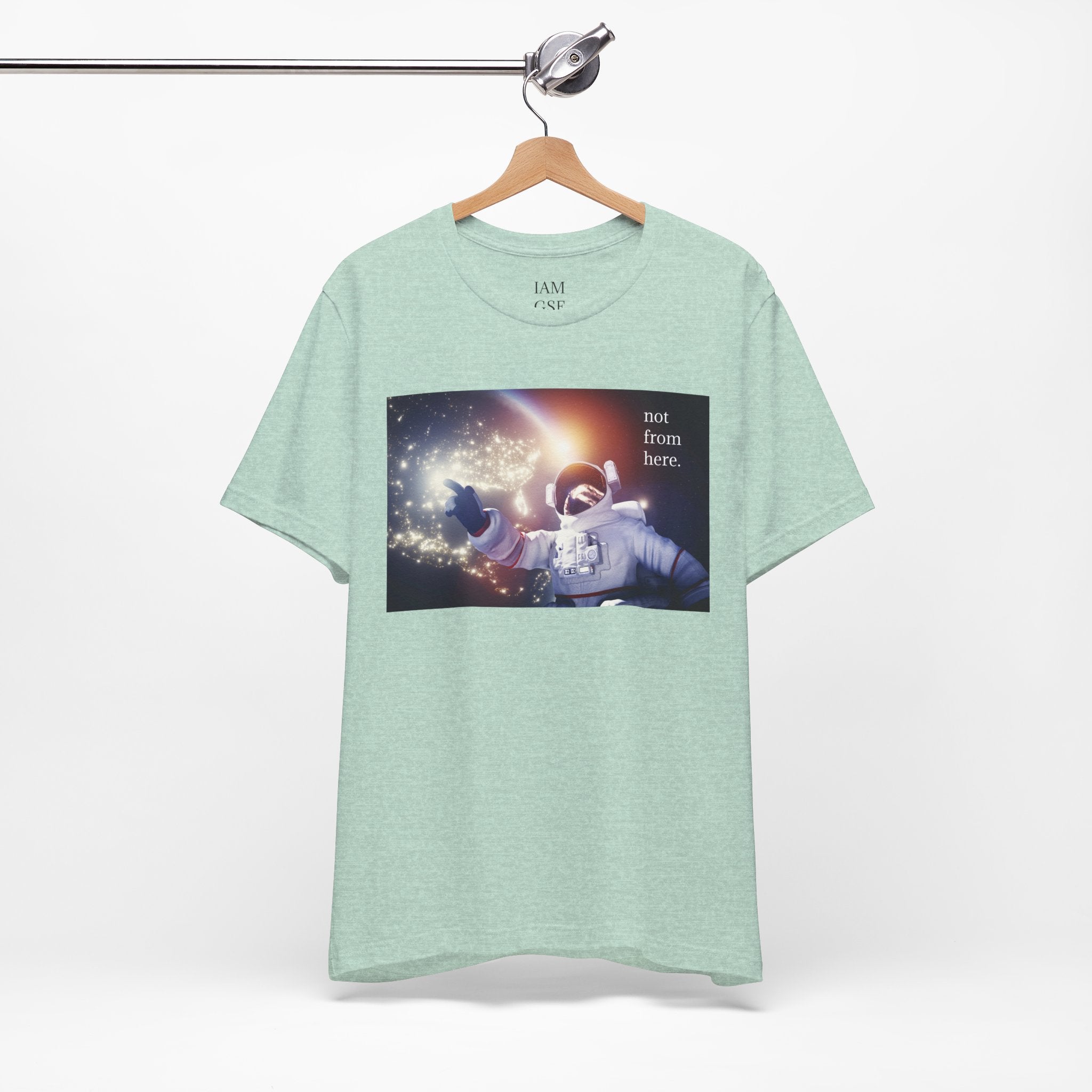 Astronaut Floating - "Not From Here" - Multi-Colors Unisex T-shirt