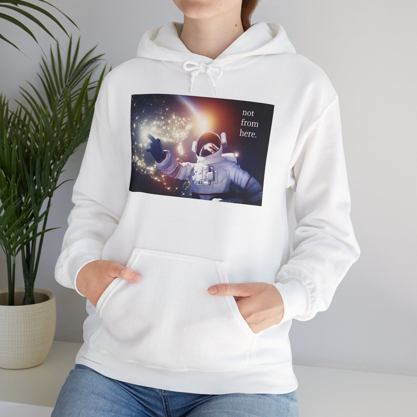 Astronaut Floating - "Not From Here" - Multi-Colors Unisex Hoodie