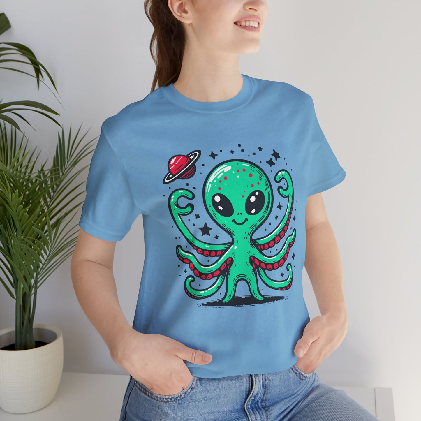 Cute Alien Companion - Multi-Colors Unisex T-Shirt