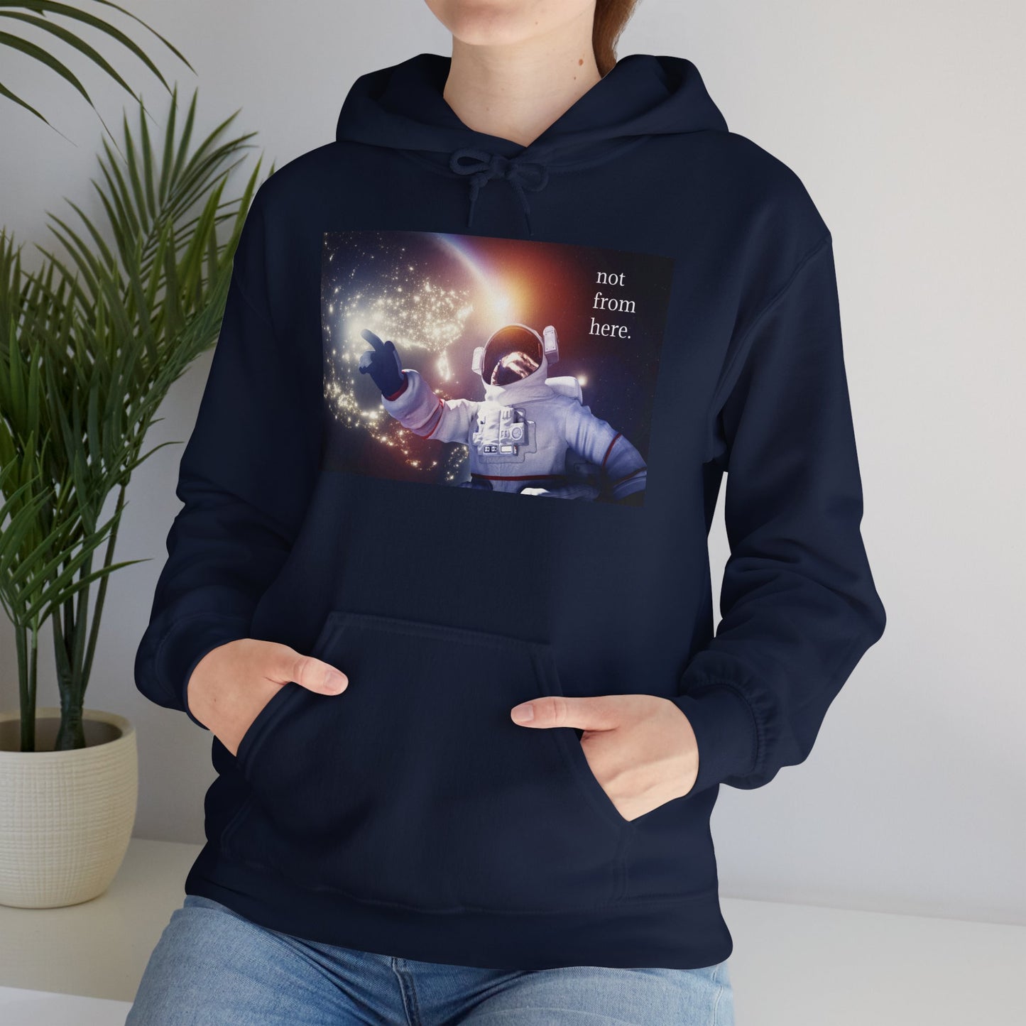 Astronaut Floating - "Not From Here" - Multi-Colors Unisex Hoodie