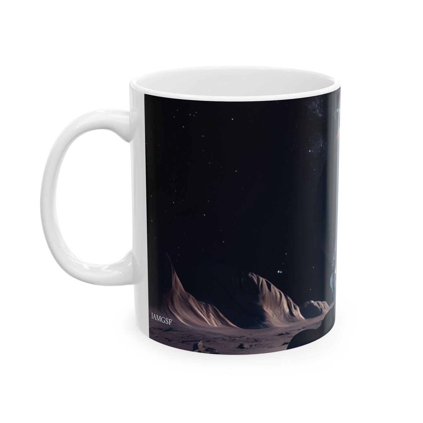 Astronaut Gazing - "Not From Here" - Ceramic Mug, (11oz, 15oz)