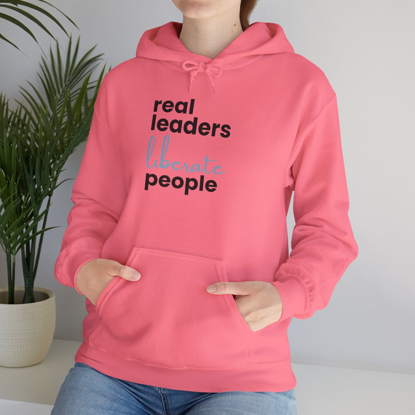Real Leaders Liberate People - BLUE TEXT - Gildon Unisex Hoodie
