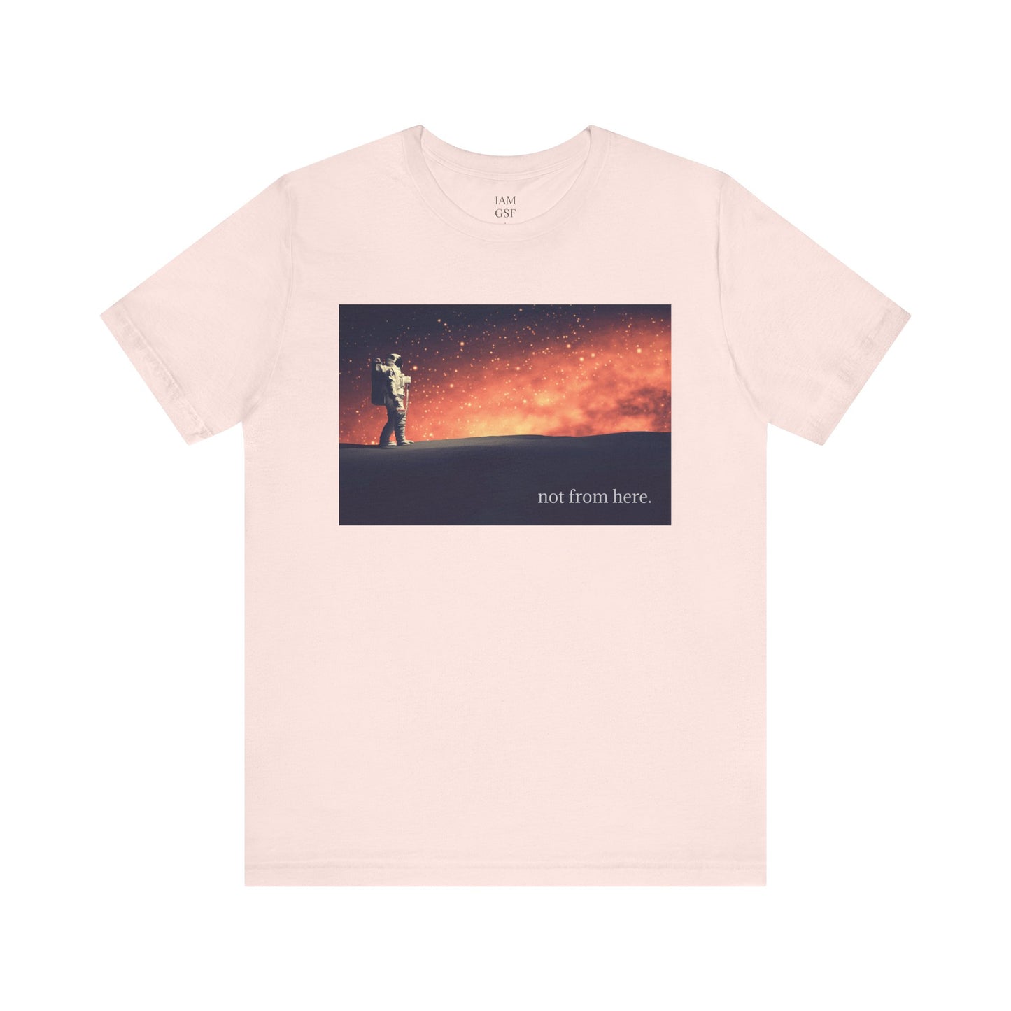 Astronaut Walking - "Not From Here" - Multi-Colors Unisex T-shirt