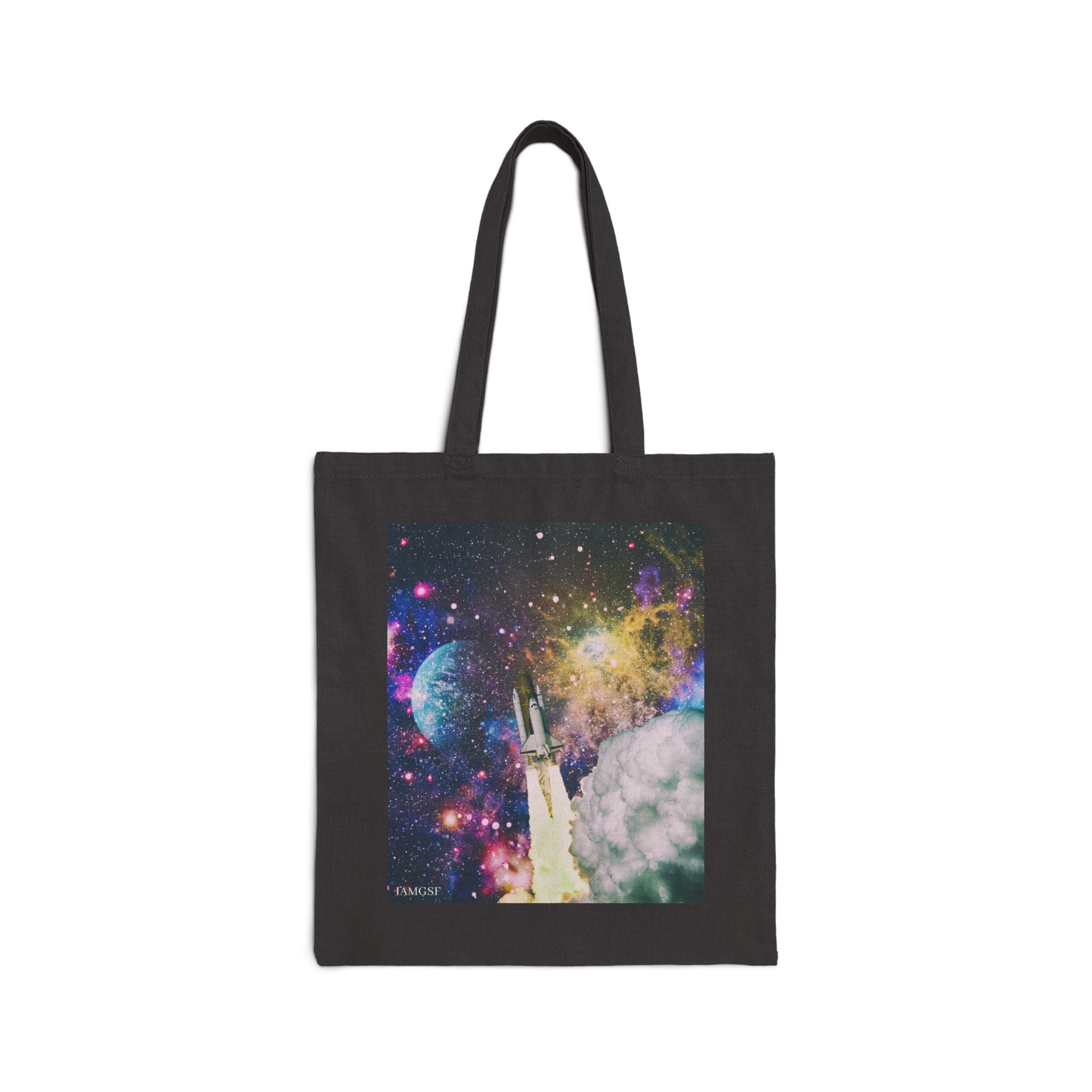 Psychedelic Rocketship Blasting Off - Galactic Outer Space Tote Bag