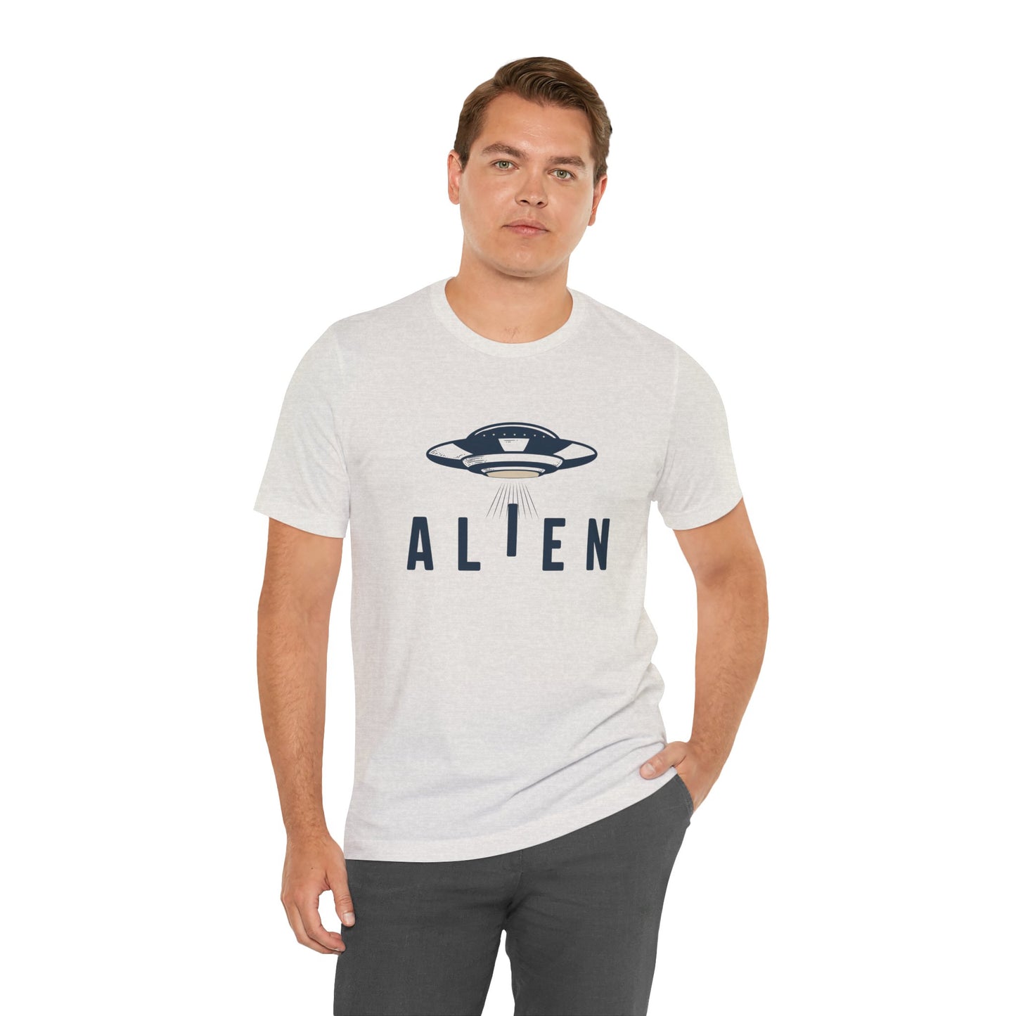 Alien with UFO - Multi-Colors Unisex T-Shirt