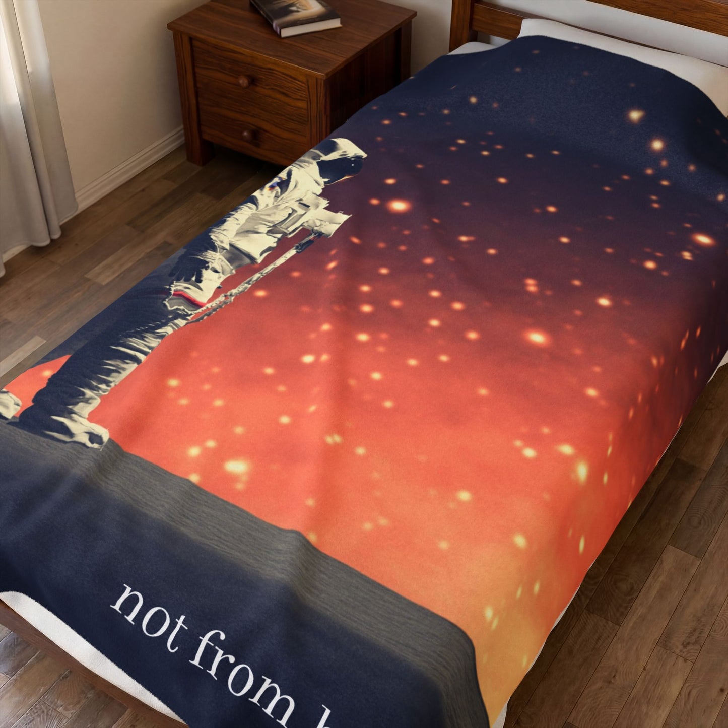 "Not From Here" Astronaut Explorer - Galactic Outer Space Blanket