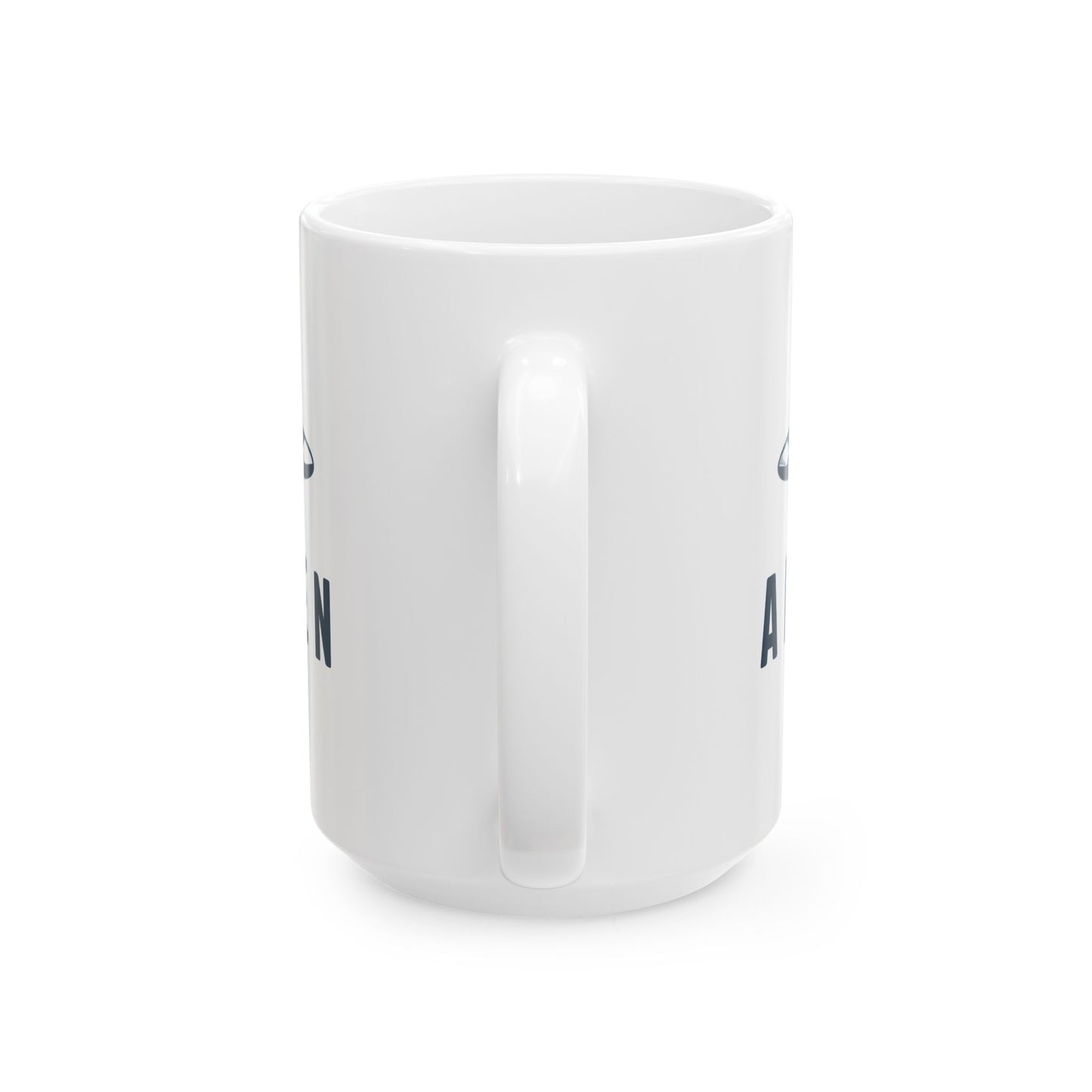 Alien with UFO - White Ceramic Mug, (11oz, 15oz)