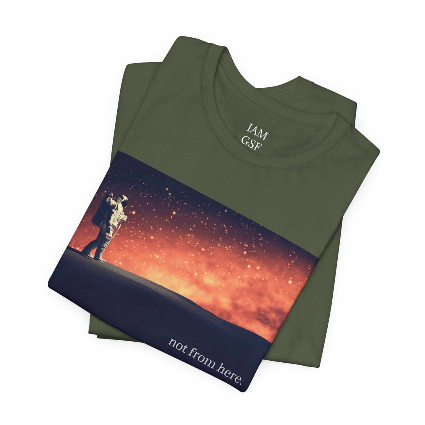 Astronaut Walking - "Not From Here" - Multi-Colors Unisex T-shirt