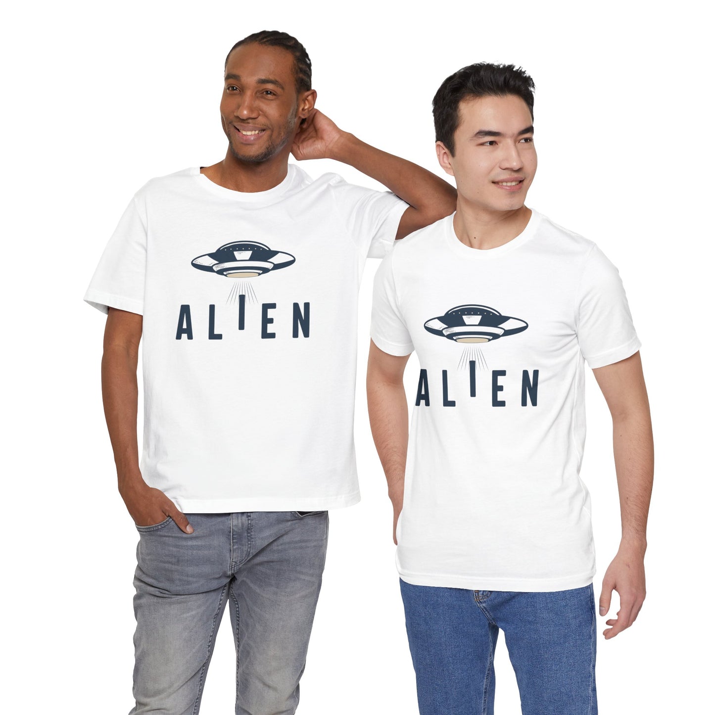 Alien with UFO - Multi-Colors Unisex T-Shirt