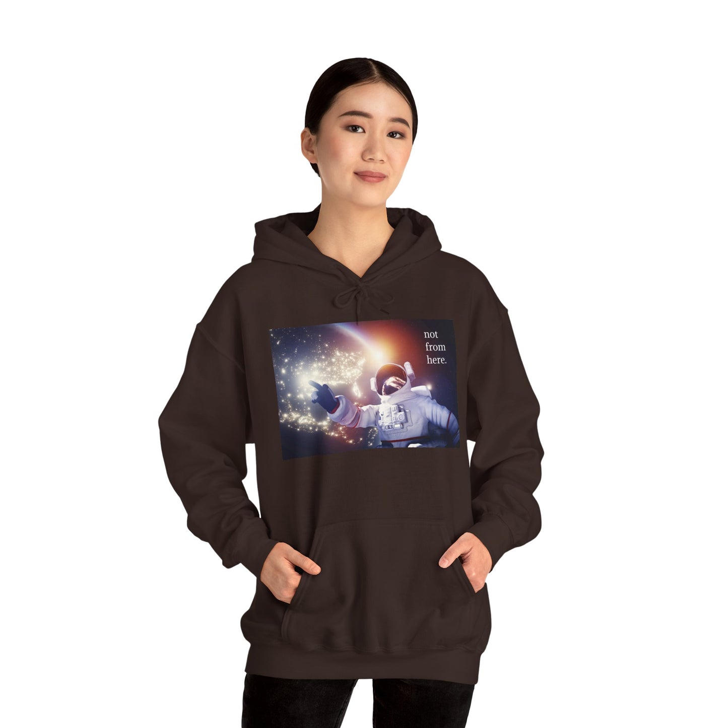 Astronaut Floating - "Not From Here" - Multi-Colors Unisex Hoodie