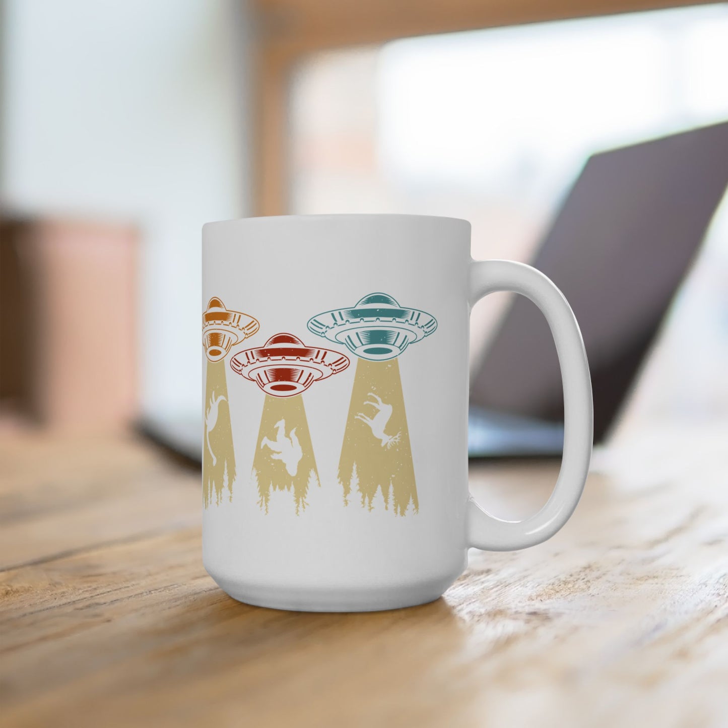 Beam Me Up - UFO's - White Ceramic Mug, (11oz, 15oz)